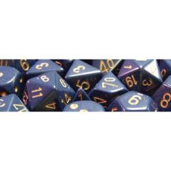 Opaque Polyhedral d10 Set Dusty Blue/gold (10 Dice)
