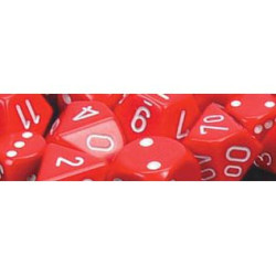 Opaque Polyhedral d10 Set Red/white (10 Dice)