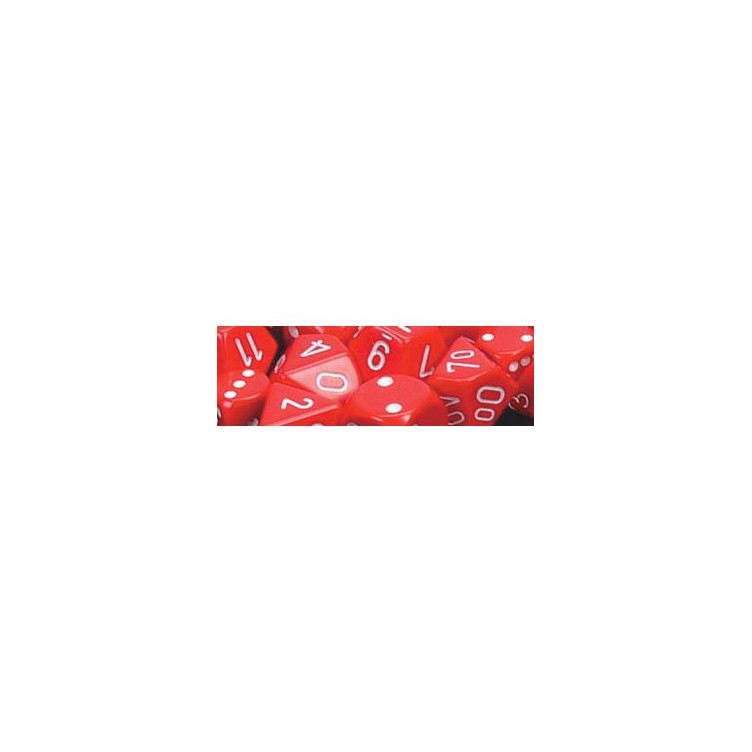 Opaque Polyhedral d10 Set Red/white (10 Dice)