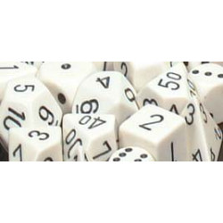 Opaque Polyhedral d10 Set White/black (10 Dice)
