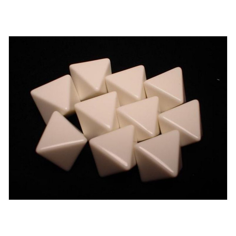 Opaque Polyhedral White Blank 8-sided dice (10 unid)