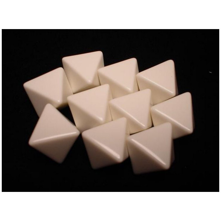Opaque Polyhedral White Blank 8-sided dice (10 unid)