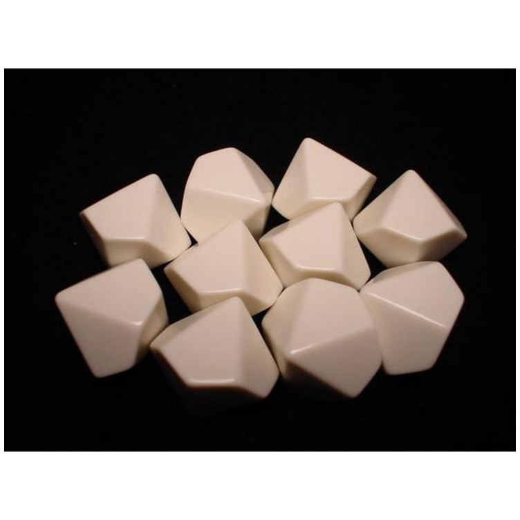 Opaque Polyhedral White Blank 10-sided dice (10 unid)