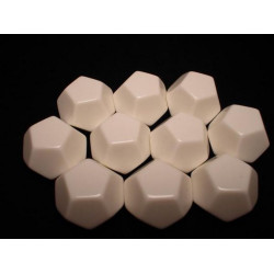 Opaque Polyhedral White Blank 12-sided dice (10 unid)
